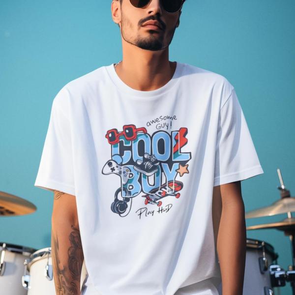 Awesome Guy Cool Buy Play Hard | 100% Cotton Oversized Unisex T-Shirt